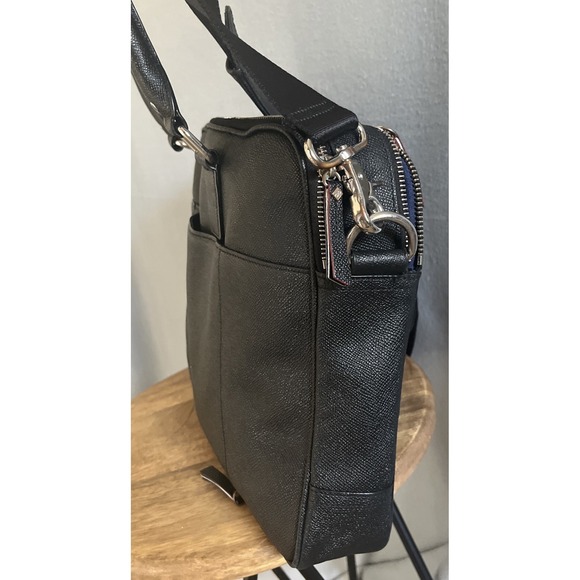 Cole Haan American Airlines Black Pebbled Leather Attache Brief Case Laptop Bag - Picture 6 of 13